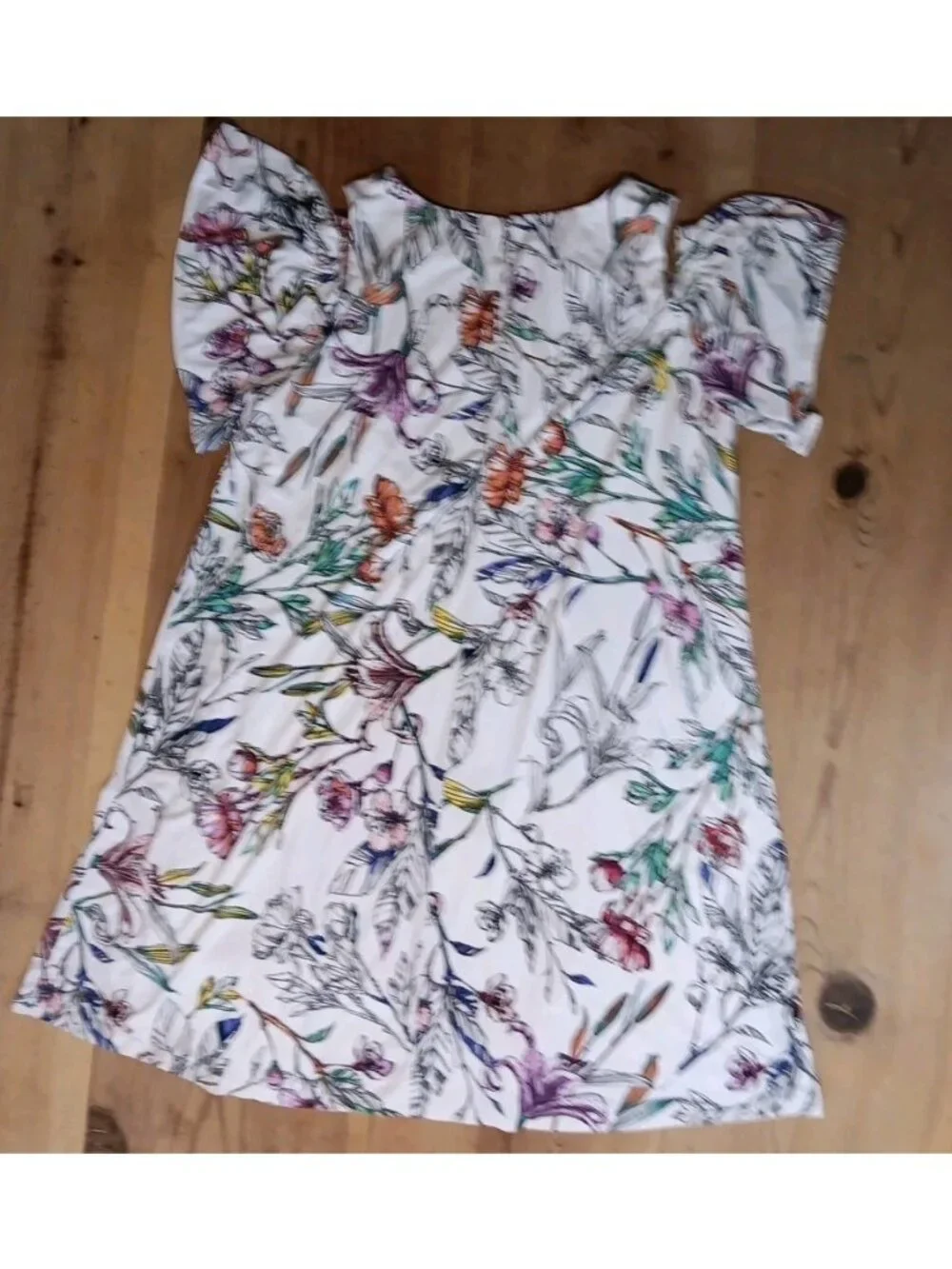 Studio One Women Plus 14W Dress Outline Floral Cold Shoulder Flutter Sleeve Knit